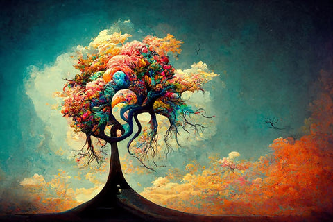 A045 Tree Of Life Black Modern Wood Framed Art Print by Heere, Ray