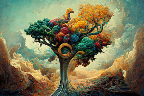 A048 Tree Of Life Black Modern Wood Framed Art Print by Heere, Ray