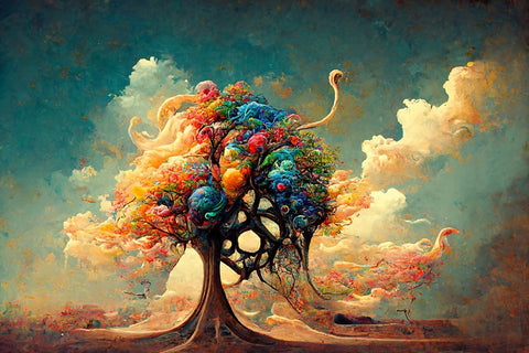 A050 Tree Of Life Black Modern Wood Framed Art Print by Heere, Ray