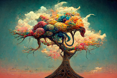 A057 Tree Of Life Black Modern Wood Framed Art Print by Heere, Ray