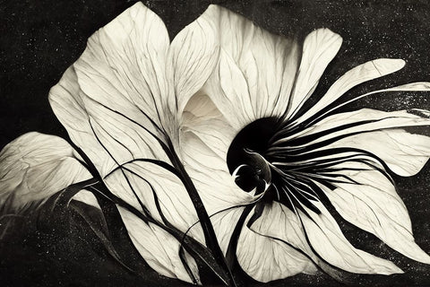 B037 Flowers Black White Black Modern Wood Framed Art Print by Heere, Ray