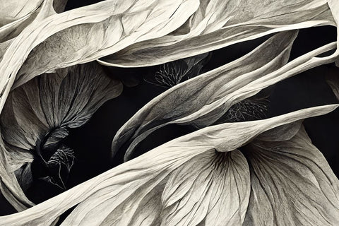B039 Flowers Black White White Modern Wood Framed Art Print with Double Matting by Heere, Ray