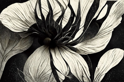 B040 Flowers Black White White Modern Wood Framed Art Print with Double Matting by Heere, Ray