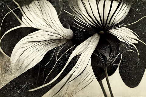 B041 Flowers Black White Black Ornate Wood Framed Art Print with Double Matting by Heere, Ray