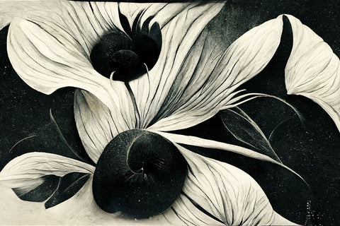 B042 Flowers Black White Black Modern Wood Framed Art Print by Heere, Ray