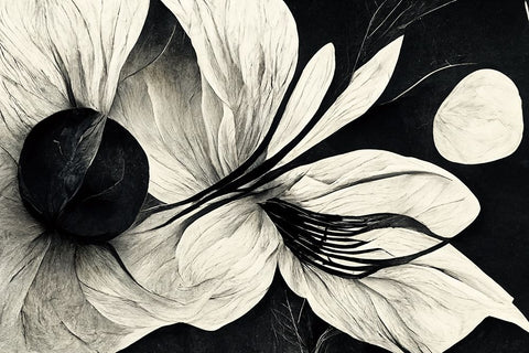 B043 Flowers Black White Black Modern Wood Framed Art Print by Heere, Ray