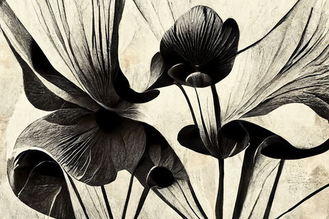 B048 Flowers Black White Black Modern Wood Framed Art Print by Heere, Ray