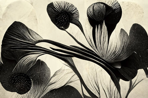 B049 Flowers Black White Black Ornate Wood Framed Art Print with Double Matting by Heere, Ray