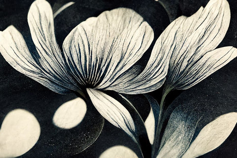 B050 Flowers Black White White Modern Wood Framed Art Print with Double Matting by Heere, Ray