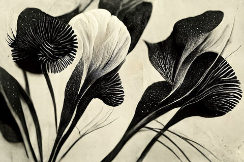 B053 Flowers Black White Black Modern Wood Framed Art Print by Heere, Ray