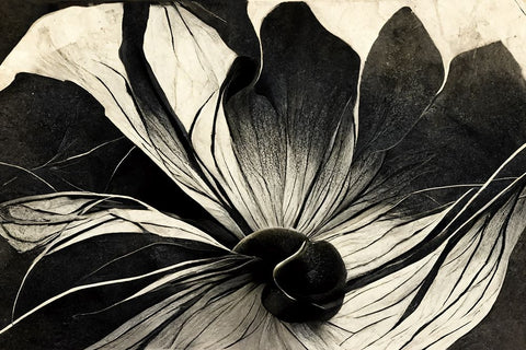 B056 Flowers Black White Black Ornate Wood Framed Art Print with Double Matting by Heere, Ray