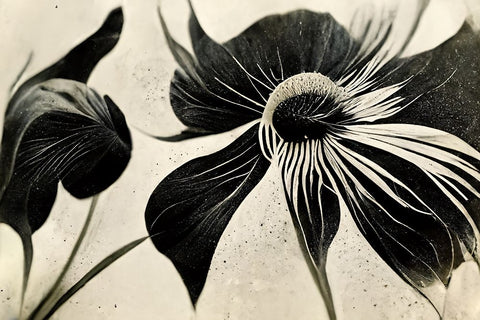 B057 Flowers Black White Black Ornate Wood Framed Art Print with Double Matting by Heere, Ray