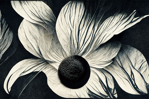 B059 Flowers Black White Black Ornate Wood Framed Art Print with Double Matting by Heere, Ray