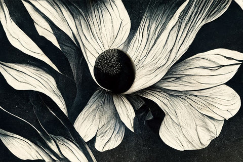 B060 Flowers Black White White Modern Wood Framed Art Print with Double Matting by Heere, Ray