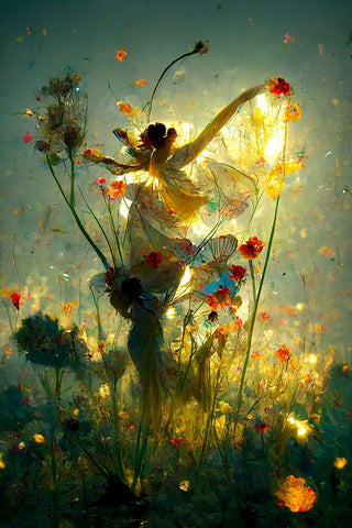 G002 Flower Dance Black Modern Wood Framed Art Print by Heere, Ray