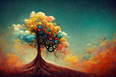 A070 Tree Of Life Black Ornate Wood Framed Art Print with Double Matting by Heere, Ray