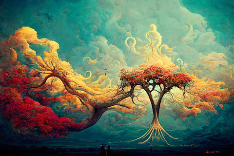 A072 Tree Of Life White Modern Wood Framed Art Print with Double Matting by Heere, Ray