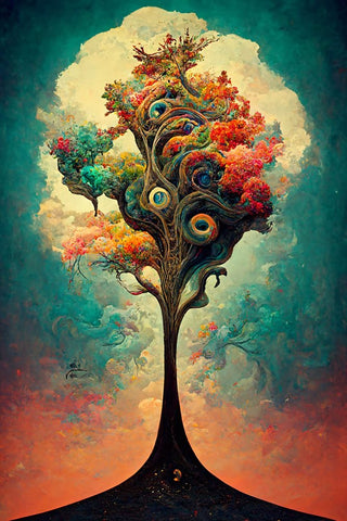 A073 Tree Of Life Black Modern Wood Framed Art Print by Heere, Ray