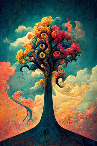 A076 Tree Of Life Black Modern Wood Framed Art Print by Heere, Ray