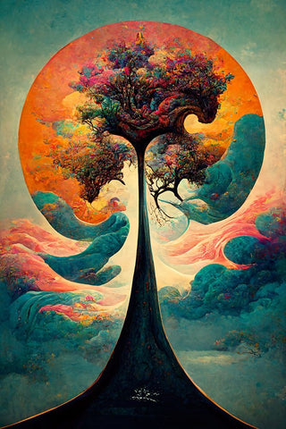 A081 Tree Of Life Black Modern Wood Framed Art Print by Heere, Ray