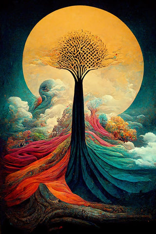 A082 Tree Of Life Black Modern Wood Framed Art Print by Heere, Ray