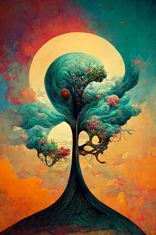 A086 Tree Of Life Black Modern Wood Framed Art Print by Heere, Ray