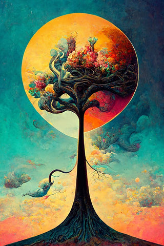 A087 Tree Of Life Black Modern Wood Framed Art Print by Heere, Ray