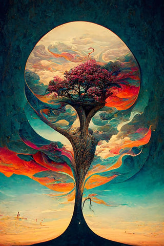 A088 Tree Of Life Black Ornate Wood Framed Art Print with Double Matting by Heere, Ray