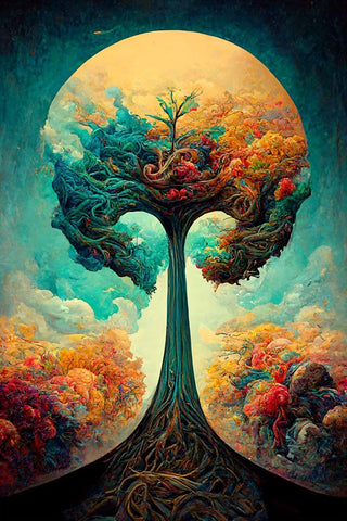 A090 Tree Of Life Black Ornate Wood Framed Art Print with Double Matting by Heere, Ray