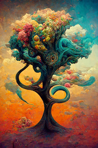 A091 Tree Of Life Black Modern Wood Framed Art Print by Heere, Ray