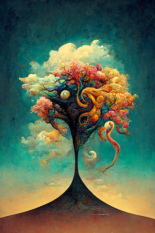 A092 Tree Of Life Black Modern Wood Framed Art Print by Heere, Ray