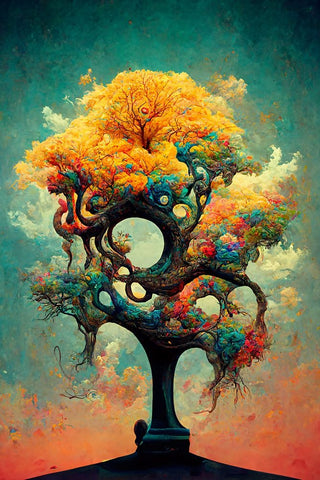 A093 Tree Of Life Black Modern Wood Framed Art Print by Heere, Ray