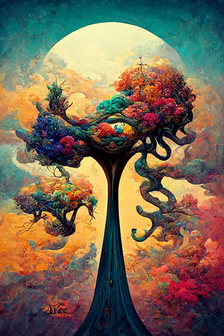 A094 Tree Of Life Black Modern Wood Framed Art Print by Heere, Ray