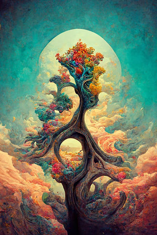 A096 Tree Of Life Black Modern Wood Framed Art Print by Heere, Ray