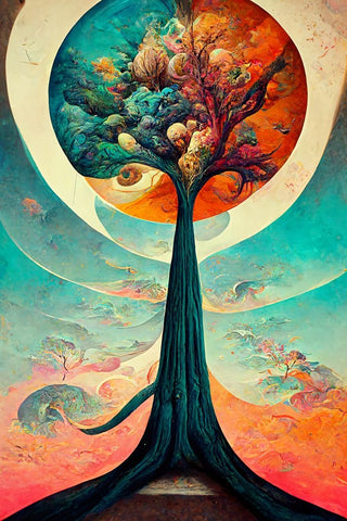 A098 Tree Of Life Black Modern Wood Framed Art Print by Heere, Ray