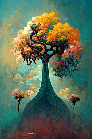 A100 Tree Of Life Black Ornate Wood Framed Art Print with Double Matting by Heere, Ray