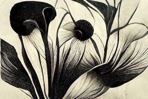 B062 Flowers Black White Black Ornate Wood Framed Art Print with Double Matting by Heere, Ray