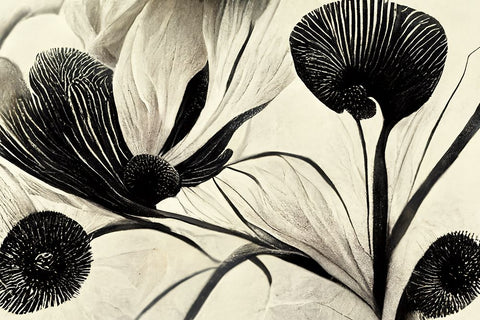 B065 Flowers Black White White Modern Wood Framed Art Print with Double Matting by Heere, Ray