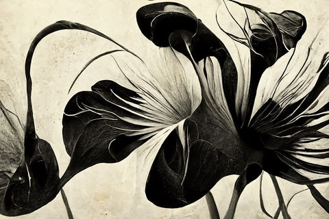 B068 Flowers Black White Black Modern Wood Framed Art Print by Heere, Ray
