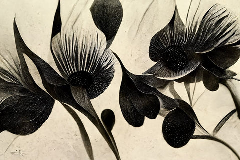 B069 Flowers Black White Black Modern Wood Framed Art Print by Heere, Ray