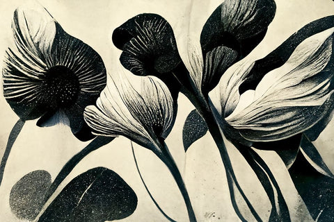 B071 Flowers Black White Black Ornate Wood Framed Art Print with Double Matting by Heere, Ray