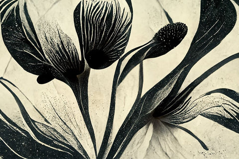 B072 Flowers Black White Black Modern Wood Framed Art Print by Heere, Ray