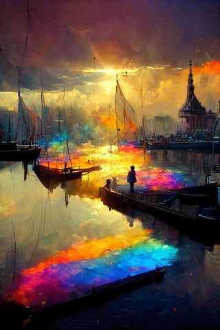 Dutch Cityview Harbour Of Hoorn 1 Black Modern Wood Framed Art Print by Heere, Ray