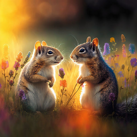 Woodland Animals 40 White Modern Wood Framed Art Print with Double Matting by Heere, Ray