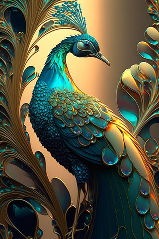 Proud Peacocks 2 Black Modern Wood Framed Art Print by Heere, Ray