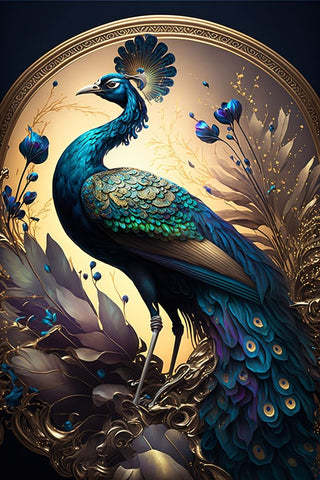 Proud Peacocks 3 Black Modern Wood Framed Art Print by Heere, Ray