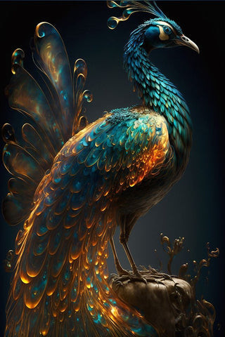 Proud Peacocks 4 White Modern Wood Framed Art Print with Double Matting by Heere, Ray