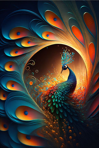 Proud Peacocks 5 White Modern Wood Framed Art Print with Double Matting by Heere, Ray