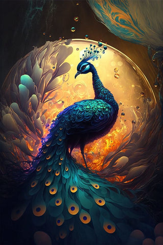 Proud Peacocks 10 White Modern Wood Framed Art Print with Double Matting by Heere, Ray