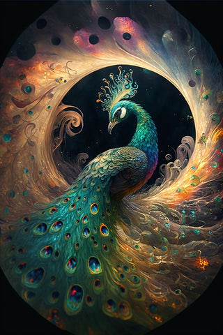 Proud Peacocks 11 Black Ornate Wood Framed Art Print with Double Matting by Heere, Ray